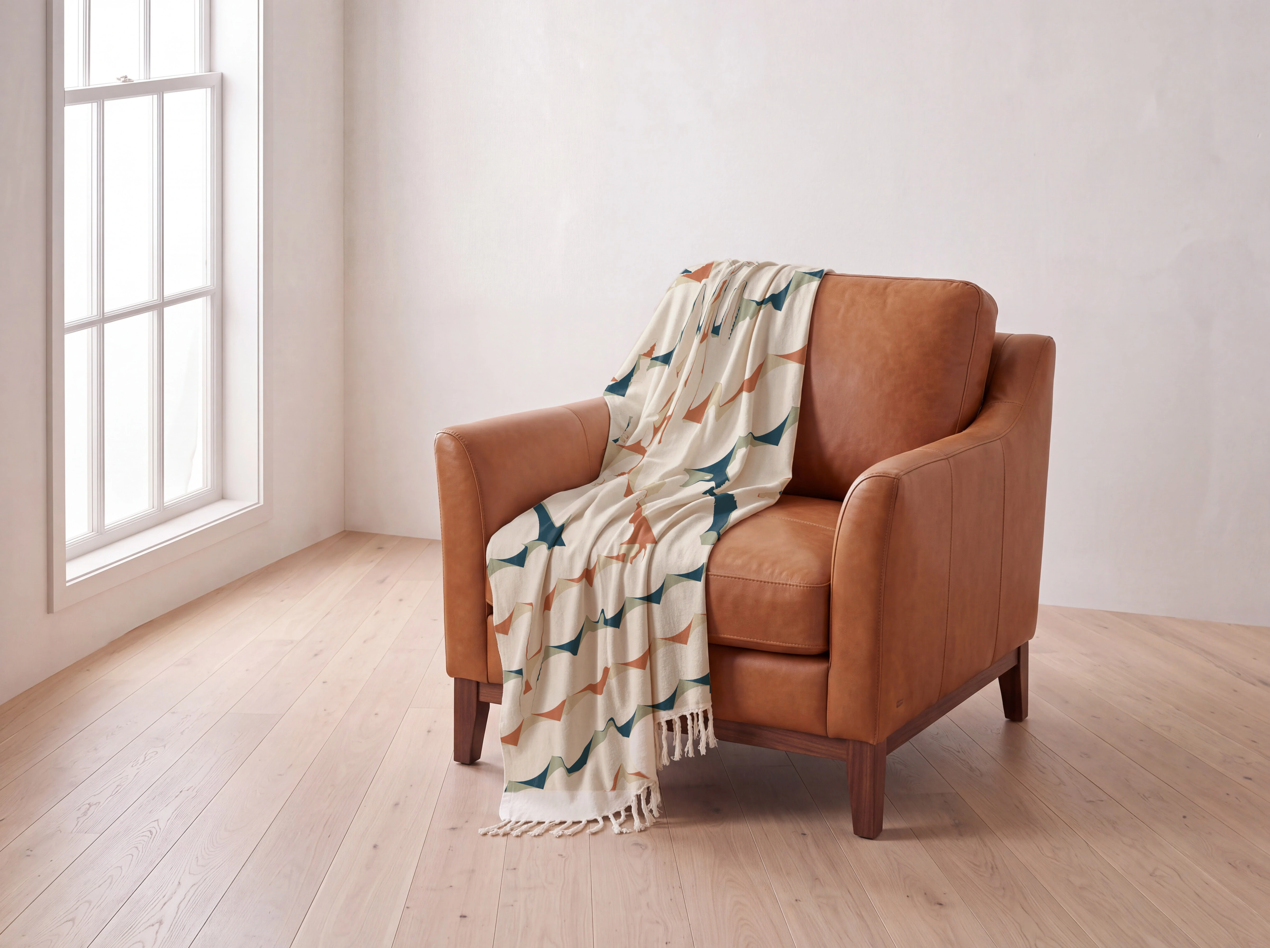 Same cotton throw with the supplied repeating geometric pattern applied across its folds