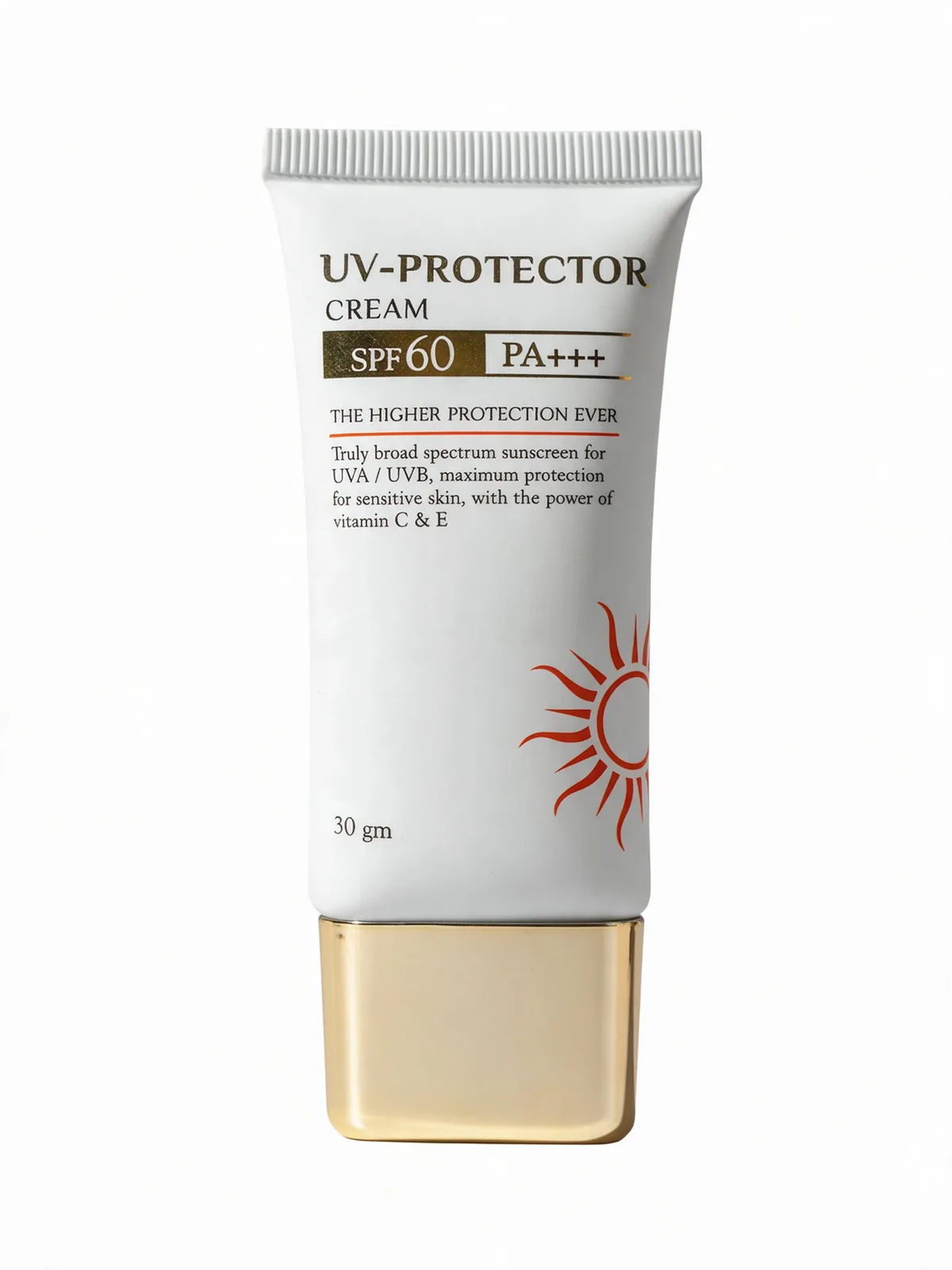 The skincare tube isolated from the poster on a flat white background with its label text intact