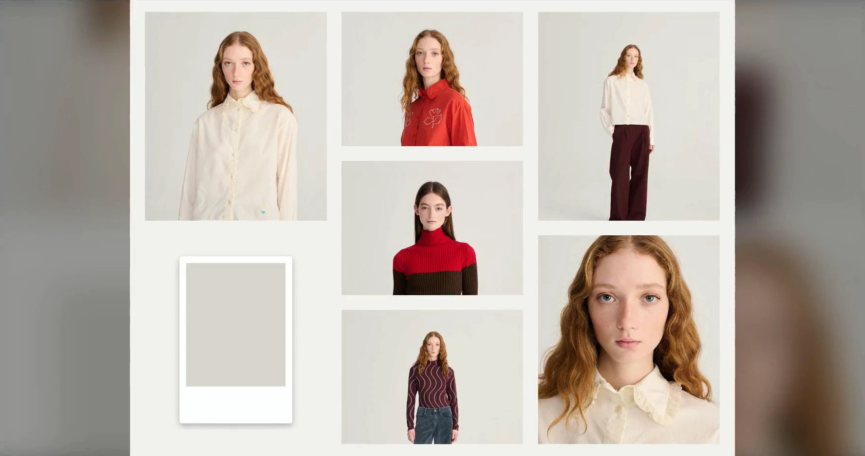 The workshop visual brief collecting the background swatch, model styling and garment views